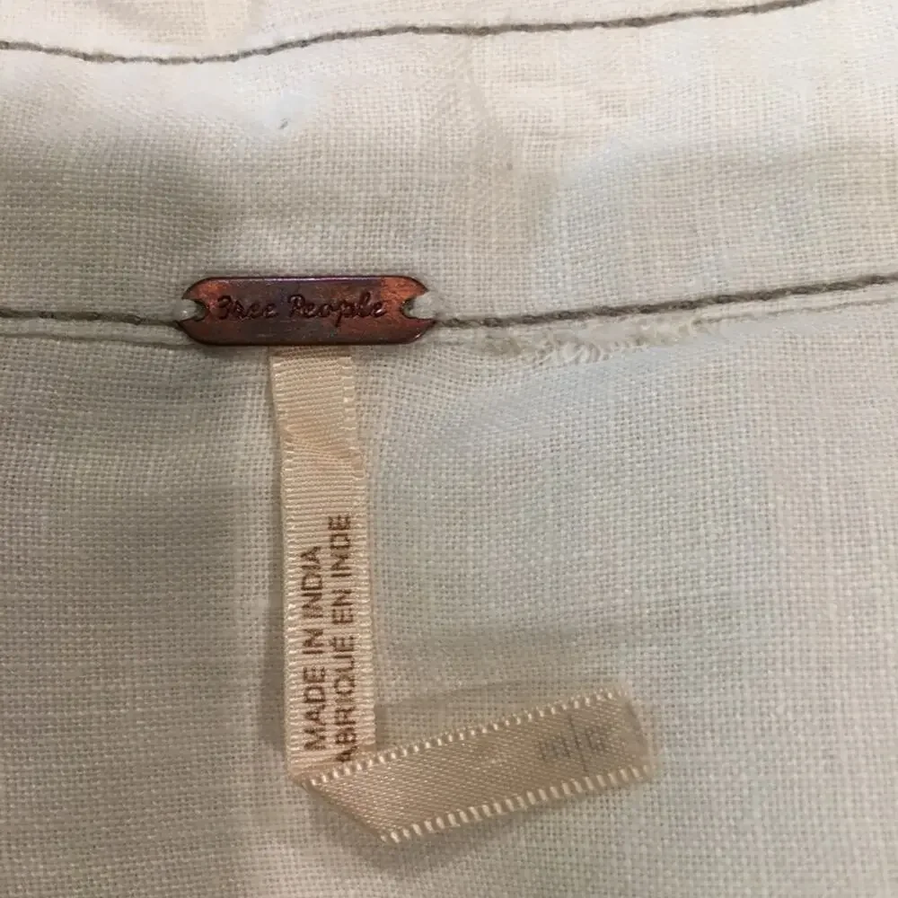 Free People White Linen Long Sleeve  Button Down Small